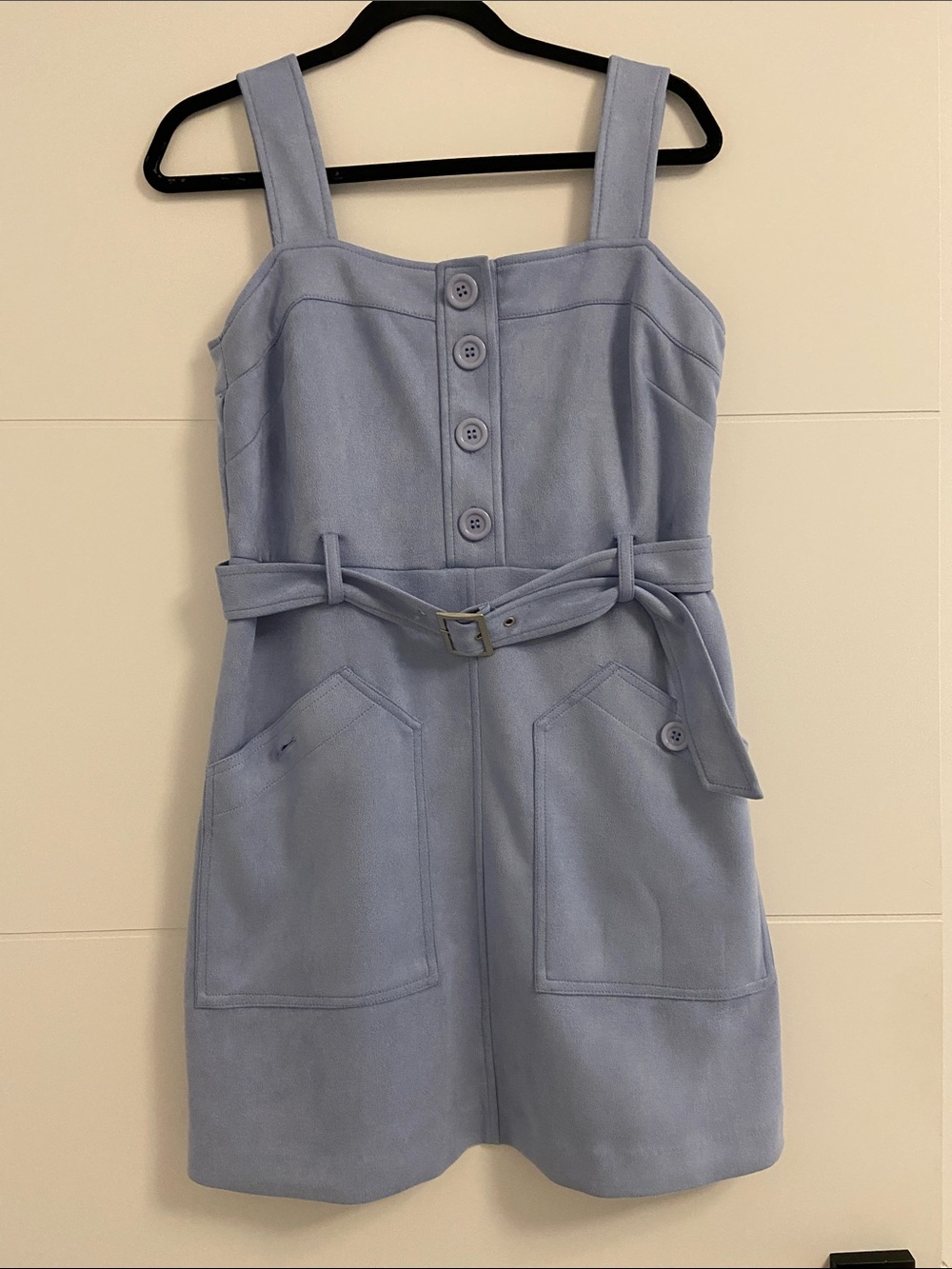 BCBGeneration Light Blue Button-Front Mini Dress with Belt